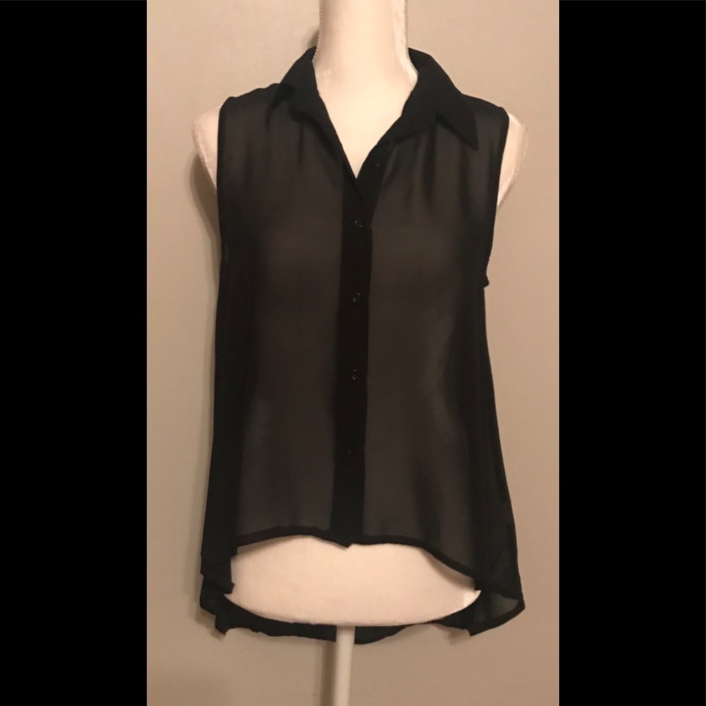 Super cute! Sexy, black, sheer hi-low blouse.